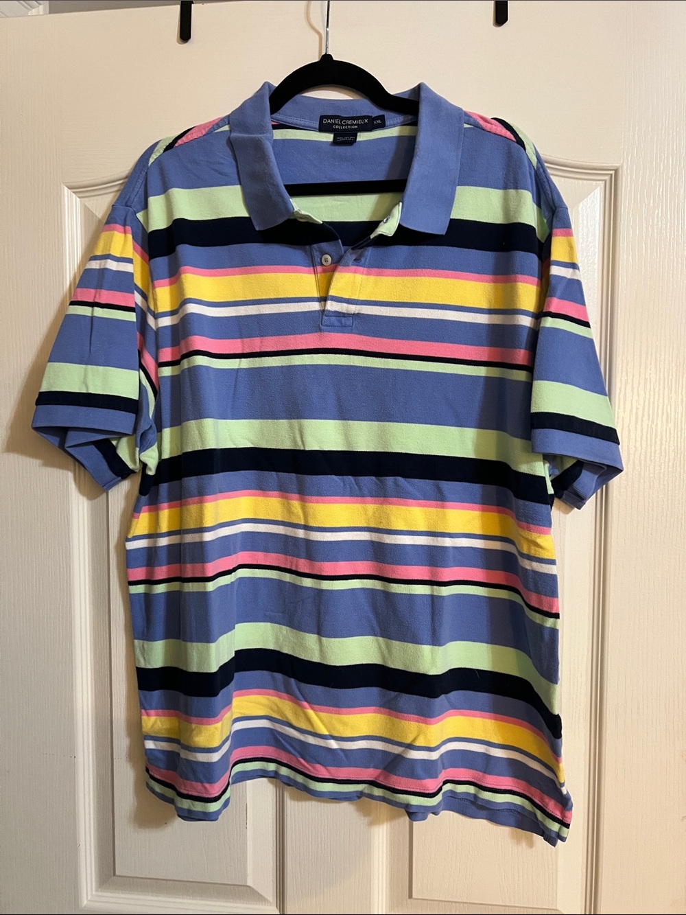 Daniel Cremieux Men’s Pastel Striped Polo - Light Blue, Navy, Yellow, Pink, Mint